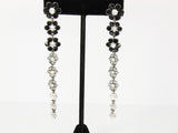 Crystal Flower Drop Earrings Black, Grey and White Crystal Flowers - Martinuzzi Accessories