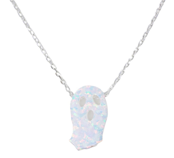 Ghost Necklace, Phantom Opal Charm Sterling Silver Necklace