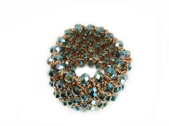 Chunky Bead Bracelet Cuff Stretch Aquamarine Beads - Martinuzzi Accessories