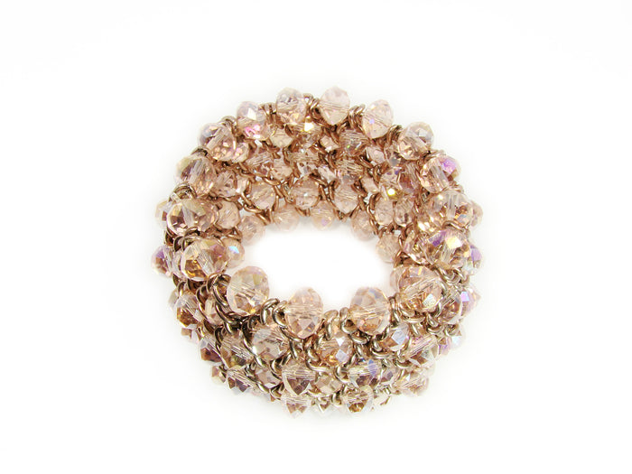 Chunky Bead Bracelet Cuff Stretch Rose Color Beads - Martinuzzi Accessories