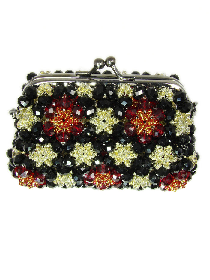 Purse for cocktail party. Beaded Black Purse Small Cocktail Glamorous High Style Women Flower Clutches Evening Bags Handbags Wedding Clutch Purse Beaded purses evening bag. - Martinuzzi Accessories