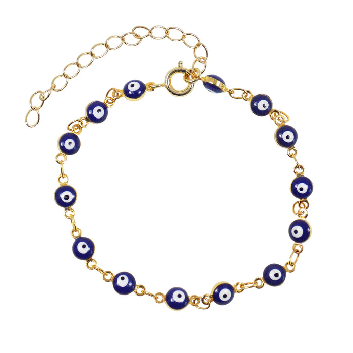 evil eye bracelet blue gold plated