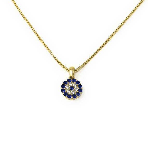 Evil eye Necklace 925 Sterling Silver Cz Charm Box chain - Martinuzzi Accessories