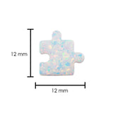 White puzzle piece pendant on a clear necklace. Lab Created Opal Puzzle Pendant Floating Illusion Necklace.