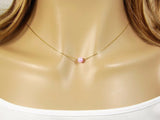 Pink Opal Bead Necklace Ball necklace. Pink Opal Ball Gold Plated Sterling Silver Necklace