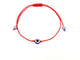 Evil eye bracelet Royal blue eye Adjustable Red string Cord glass bead
