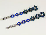 Crystal Flower Drop Earrings White and Blue Crystal Flowers - Martinuzzi Accessories