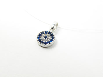 Evil Eye Necklace Sterling Silver CZ Pendant Floating Illusion Clear Invisible Line Translucent - Martinuzzi Accessories