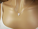 Cross Necklace Lab-Created white opal 925 Sterling Silver Chain Link