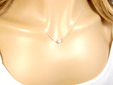 Bridesmaid necklace. Opal Bead Necklace 925 Sterling Silver Link Chain