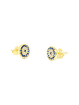 Sterling Silver Evil Eye Round Stud Earrings - Martinuzzi Accessories