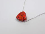 Heart  Necklace Lab-created red opal  pendant with 925 sterling silver chain necklace
