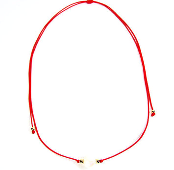 Pearl Pendant Choker Necklace Adjustable Red Cord