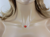 Heart Necklace Lab-Created Opal 925 Sterling Silver Chain