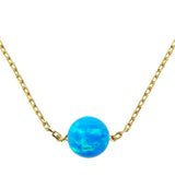 blue opal dot bead ball necklace 925 sterling silver gold plated - Martinuzzi accessories
