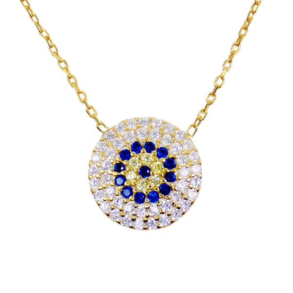 evil eye necklace sterling silver CZ gold