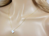 Texas Necklace Lab-Created White Opal Pendant 925 Sterling Silver Chain