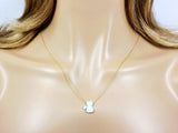 Cat Necklace White Opal Charm Pendant 925 Sterling Silver Chain