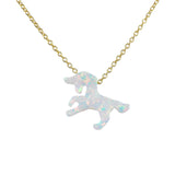 Unicorn Necklace White Lab-Created Opal Pendant 925 Sterling Silver Chain