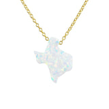 Texas Necklace Lab-Created White Opal Pendant 925 Sterling Silver Chain