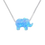light blue elephant necklace silver  - Martinuzzi Accessories