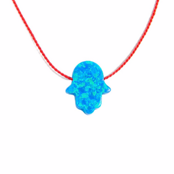 Opal Hamsa Hand necklace Red String