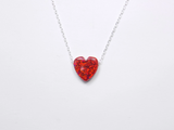 Heart Necklace Lab-Created Opal 925 Sterling Silver Chain