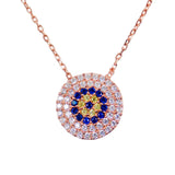 rose evil eye necklace sterling silver CZ