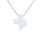 Texas Necklace Lab-Created White Opal Pendant 925 Sterling Silver Chain