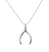 Wishbone Pendant Necklace Silver, Wishbone Good Luck Charm 